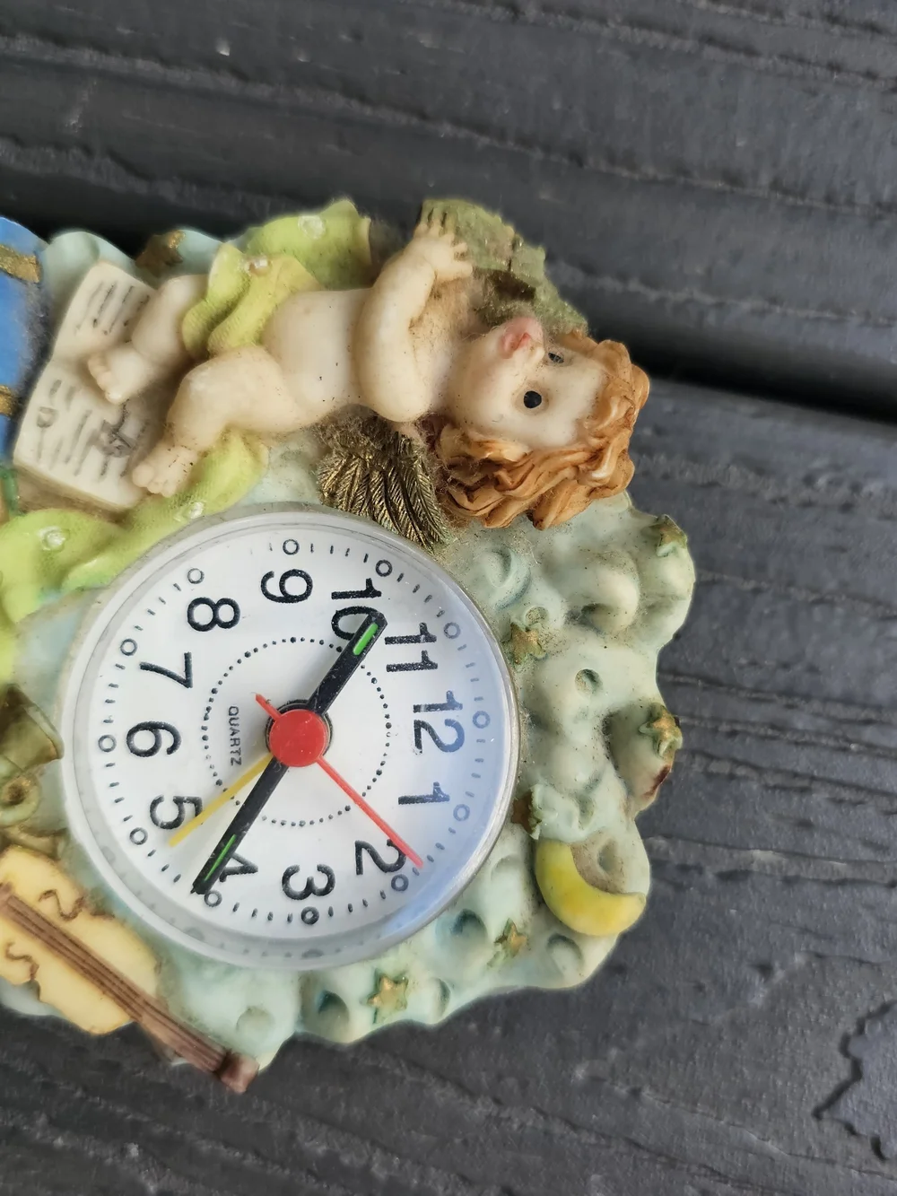 Lot of 5 Vintage 1990s Miniature Cherub / Angel Quartz Desk Clocks
